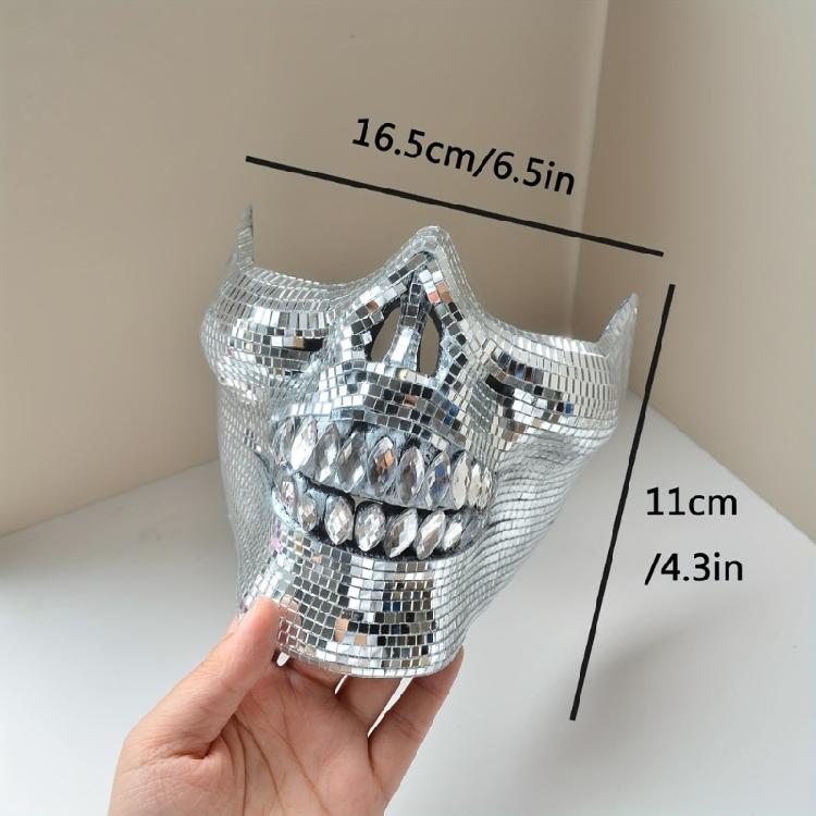 Multifuntional Crystal Skull Half Face Mask Themed Party Accessory Perfect for Halloween Carnival and Costume Gatherings