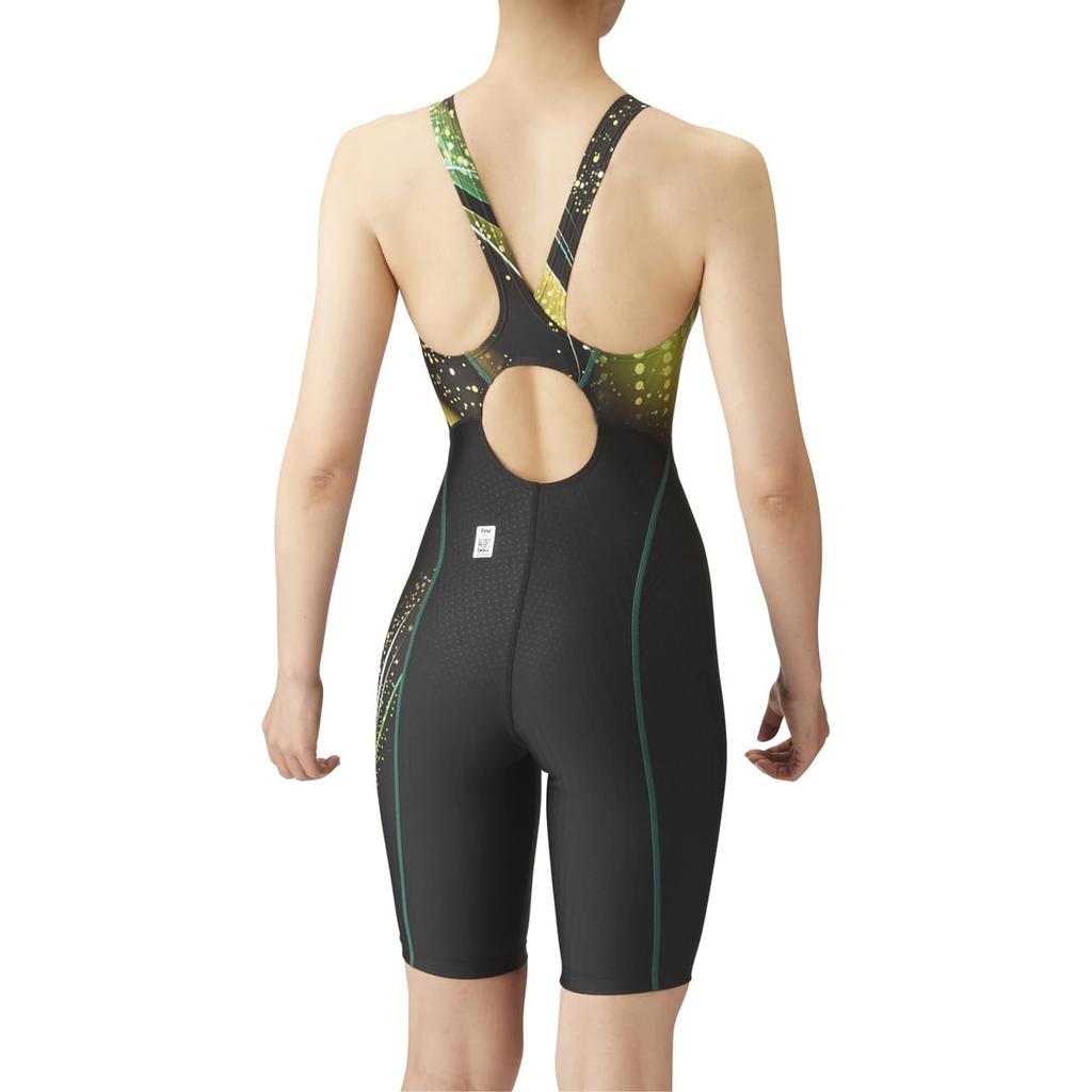 Swimsuit Racing One Piece Spats Black X Yellow M [Arena] (Open Back/Half Leg) Women's (BKYL)
