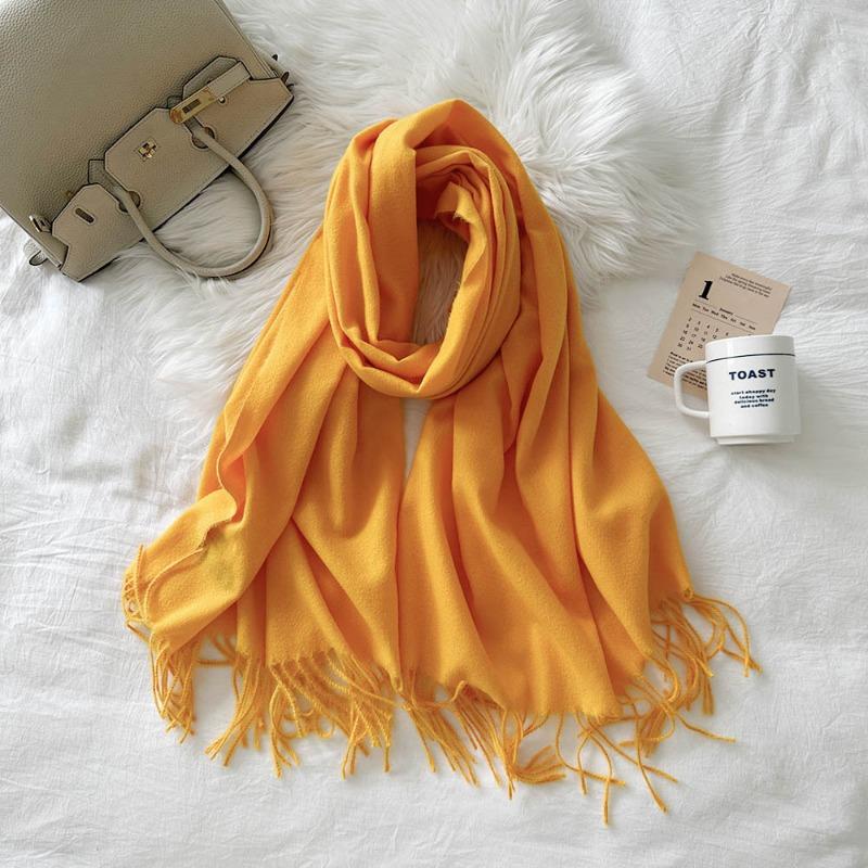 Solid color scarf women's winter new imitation cashmere scarf multi-color warm scarf long shawl