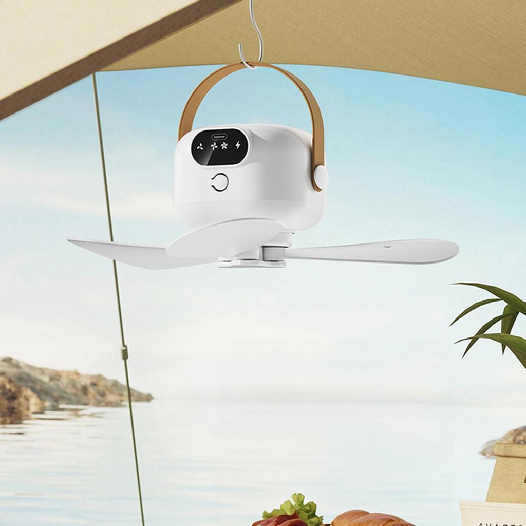 USB Charging Cooler Remote Controlled Ceiling Fan with 3 Gears Adjustable & Light for Bedroom Festival Camping Outdoor