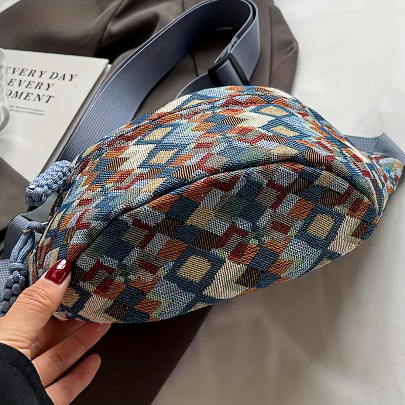 Vintage Crossbody Running Bag for Women Stylish Waist Pack with Adjustable Strap, Zipper Closure, Perfect for Phone, Keys, Running Accessory