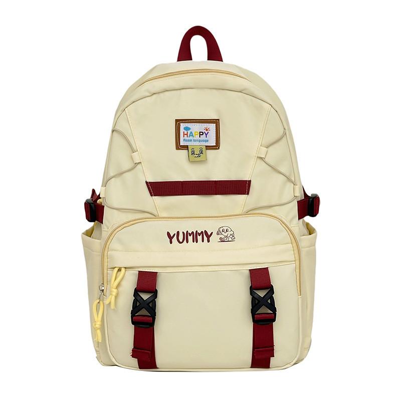Large Capacity Yummy Letter Print Nylon Backpack For Girls And Boys With Breathable Design For School And College Use