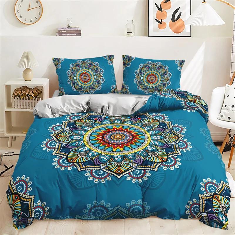 

Mandala Duvet Cover Set Twin King For Girl Teen Bohemian Floral Bedding Set Microfiber Exotic Tribal Paisley Flowers Quilt Cover EU Single(135x200cm)