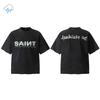 Unisex Unisex Couple Classic Green Box Logo Print Saint Tshirt Top Quality Cotton Oversized Tee Tops Vintage Washed Black T Shirt