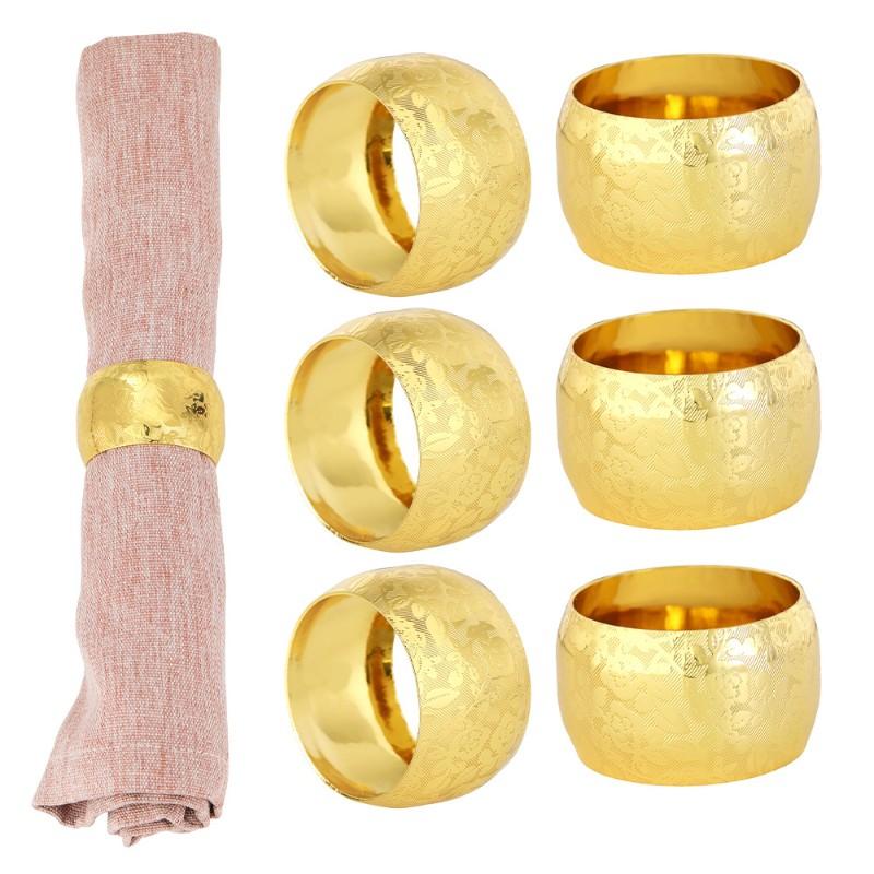 A03F-Gold Napkin Ring Buckles 6PCS For Wedding Party Dinnig Table Decoration Christmas Thanksgiving Birthday Napkin Holders