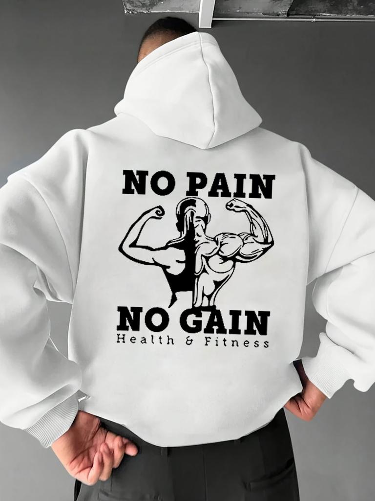 Street Sports Style Fitness Slogan Muscle Men Print Hoodie Oversize Couple Sweater