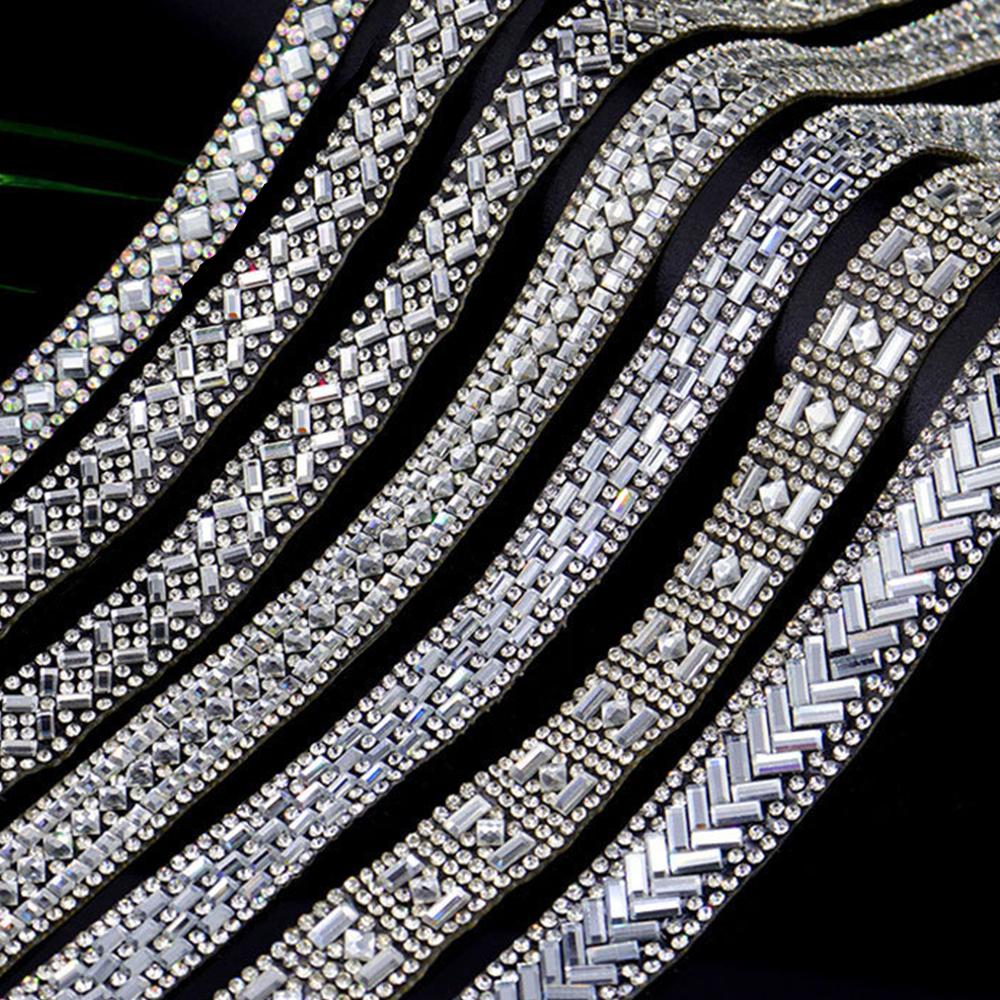 Hot Fix Ribbon Diy Hot-Melt Adhesive Diy Decoration Crystal Ribbon For Belt Embellishment Clothing Decoration Bridal