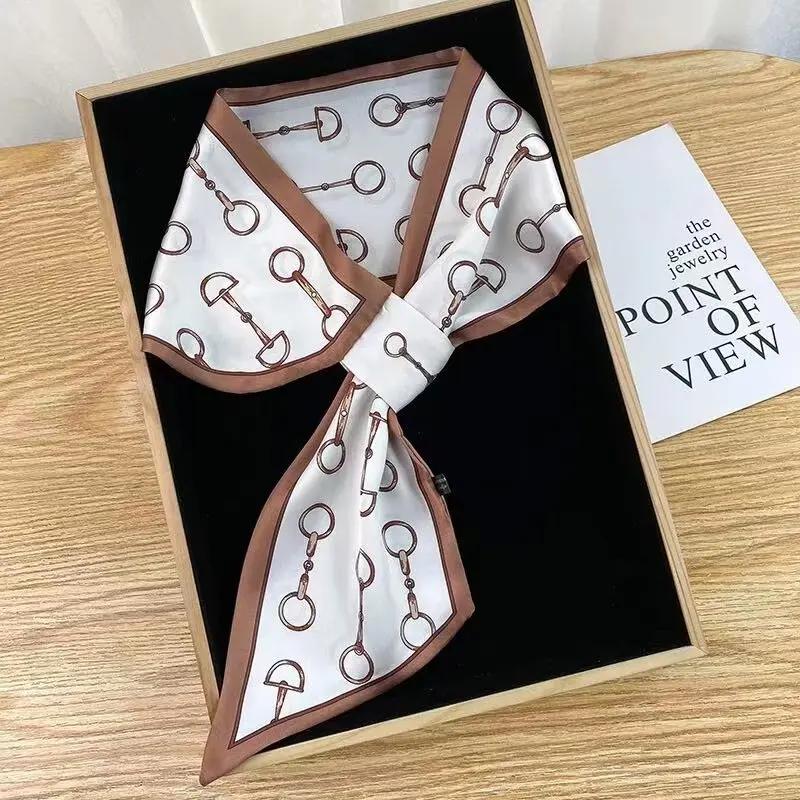 Luxury Brand Skinny Neckerchief Scarf For Women Satin Silk Ribbons Bandana Ladies Neck Tie Wrist Wrap Shawl Echarpe