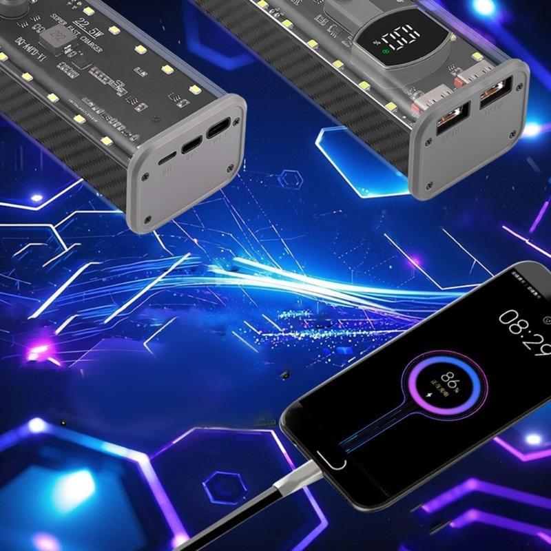 For 21700 Battery Storage Box USB C Quick INstalls Case Transparent Enclosure 4 Cell Holder Not Need Welding