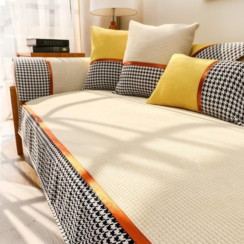 

Подушка для дивана Four Seasons Universal Light Luxury High-Corporate Solid Wood Cushion Nordic Simple Modern Non-Slip Leather Sofa Cover Slipcover 70*70cm