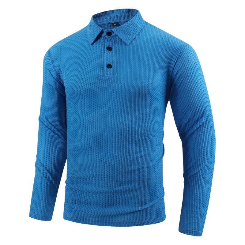 Spring Autumn Men's Long Sleeved Lapel Casual Solid Color Polo Lapel Casual Shirts Men’s