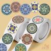 500Pcs/Roll Retro Flower Pattern Art Kids Rewards Stickers - DIY Scrapbooks Album Decor Sealing Label Decals
