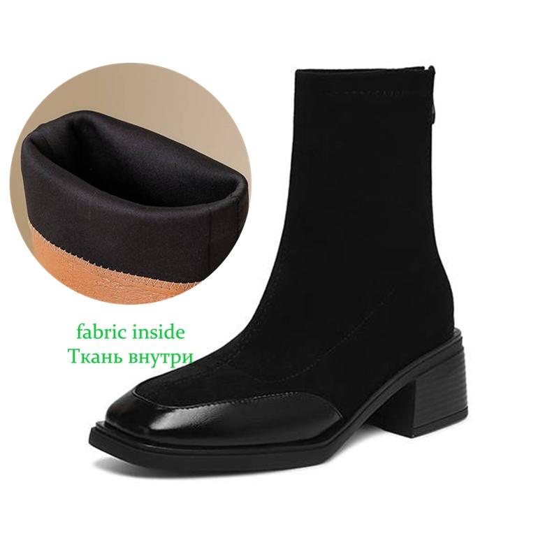 

Krazing Pot Флок Зима Квадратный Носок Современный Размер 33 Ботинки Размер 43 Молния Мода Эластичные Ботильоны 34