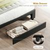 PU Leather King Size Ottoman Bed Frame, with Front Drawer - Black