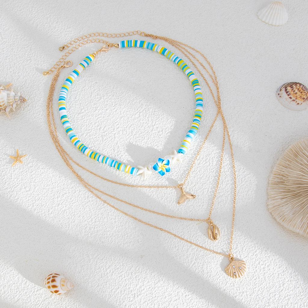 Soft Pottery Beads Necklace for Women Adjustable Multi-layer Neck Chain Natural Beach Jewelry Bohemian Fashion Jewellery