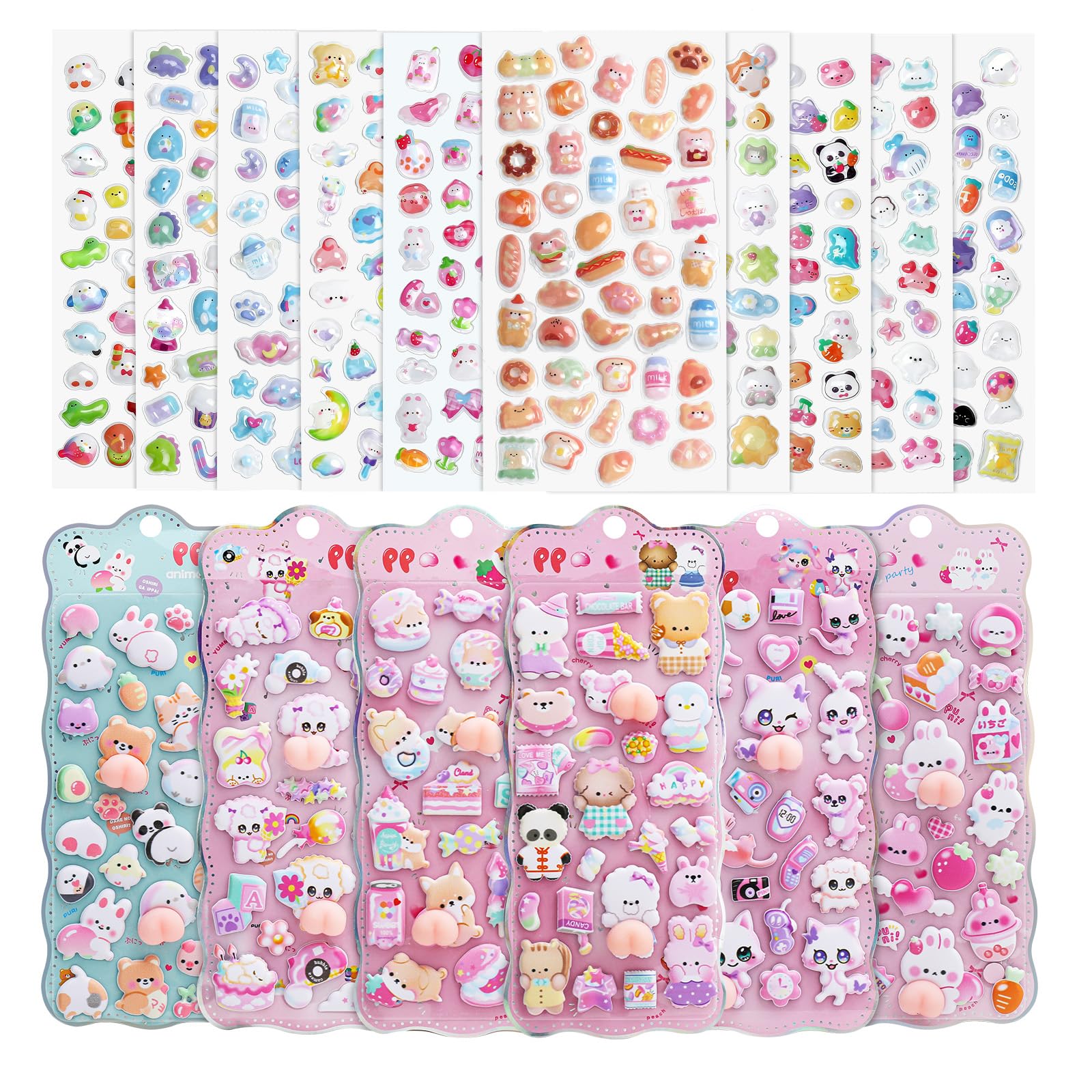 

MORISHOP 3D Glitter Sticker Sheets Set 10 Embossed Effect Notebooks Phone Water Bottles Craft Gifts Girls Kids