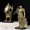 Medieval Knight Figurine, Vintage Resin Statue with Metallic Finish, Handcrafted Armor & Shield Details for Bookshelf, Office Desk Decor, Industrial