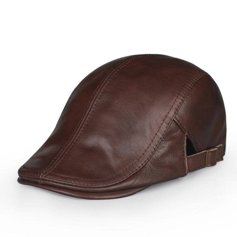 Sheepskin Baseball Cap/Beret for Men - Autumn Winter Casual Fashion Hats for Mature Youth Elderly