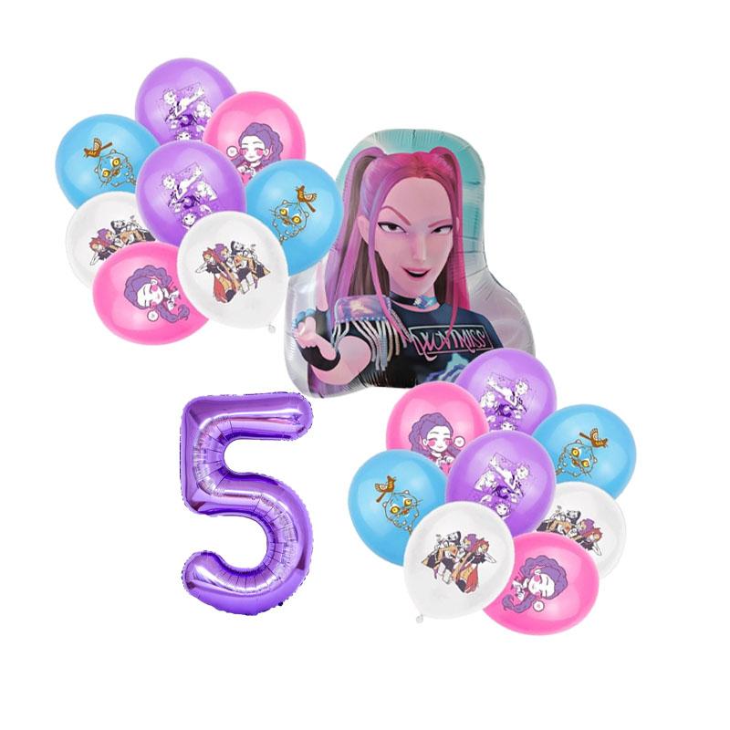 Nieuwe Kpop Duivel Jager Digitale Ballon Verjaardag Thema Feest Decoratie Banner Vlaggenlijn Taart Insteekvlag Ballon Cadeau