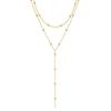 Golden Plated Necklaces for Women Fashion Double Laryered Long Chain Drop Pendant Choker Necklace Accessories