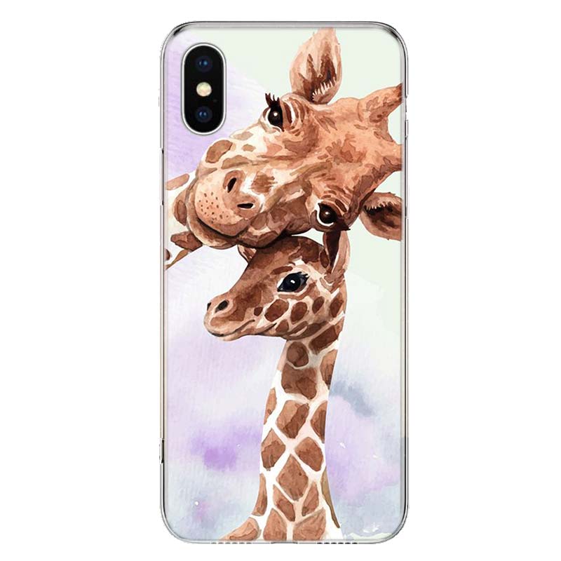 Søtt Tegneserie Giraff Dyr Deksel Telefondeksel For Apple iPhone 11 12 13 14 Pro 7 XR X XS Max 6 6S 8 Plus + Mini 5 SE Trykk Mykt