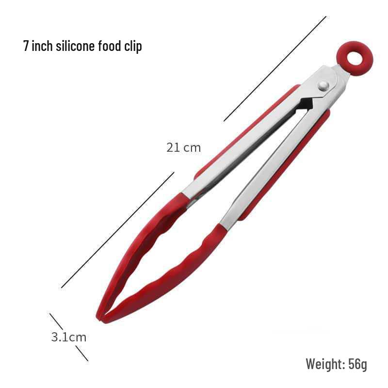 Silicone High-Temperature Resistant Tongs - Ideal for Grilling, Frying, and Bread - Stainless Steel Kitchen Tool