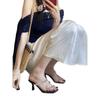 New rhinestone square head open-toed high-heeled cool slippers transparent belt fashionable hollow high heels women's sandals