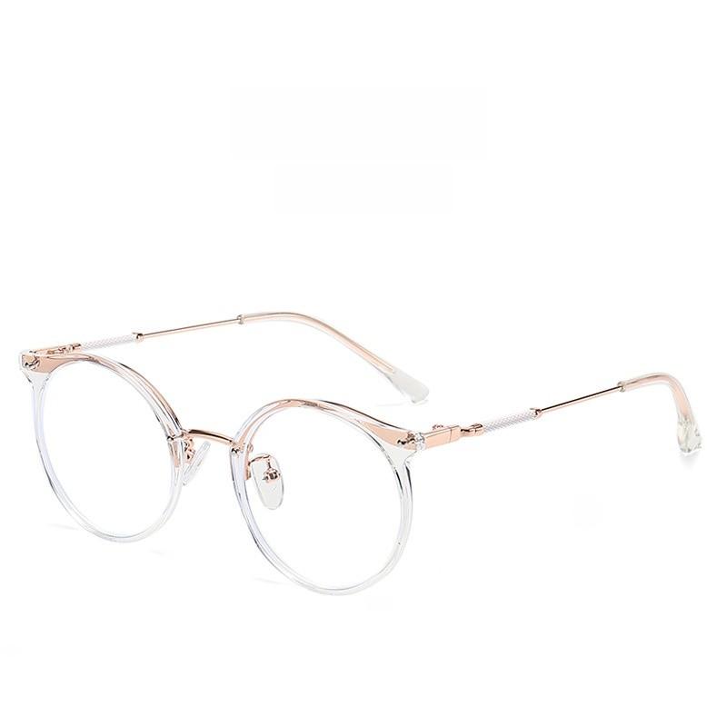 Tr Metal Round Frame Blue Light Blocking Glasses For Stylish Office Wear
