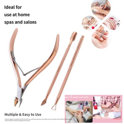 Rosegold Trymer do skórek Odpychacz do skórek Narzędzie do usuwania skórek Obieraczka Skrobak Trwały zadzior i martwy naskórek Manicure Narzędzia do Pedicure