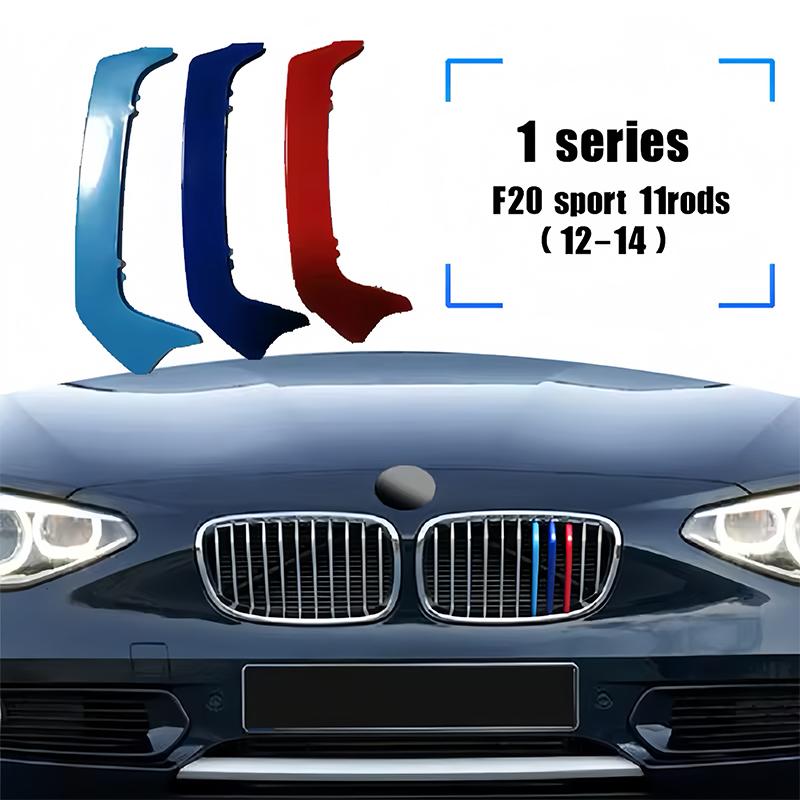 

3PCS ABS Car Front Network Racing Grills Trim Strips For BMW 1 Series 2012-2014 F20 Sport 8rods 11rods Exterior Accessories F20 Sport 11rods