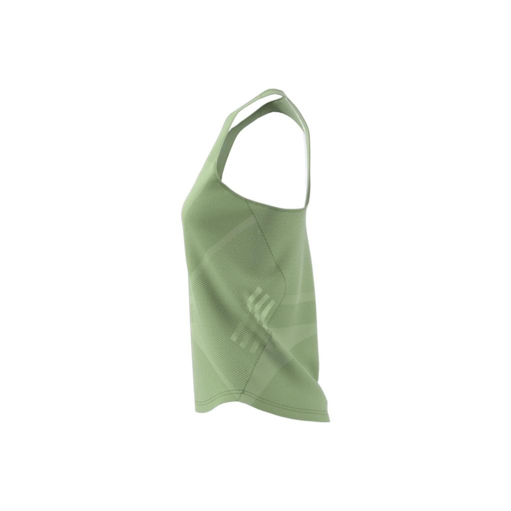 adidas Solid Color Logo Running Vest Women Sports Vest Green HK6559