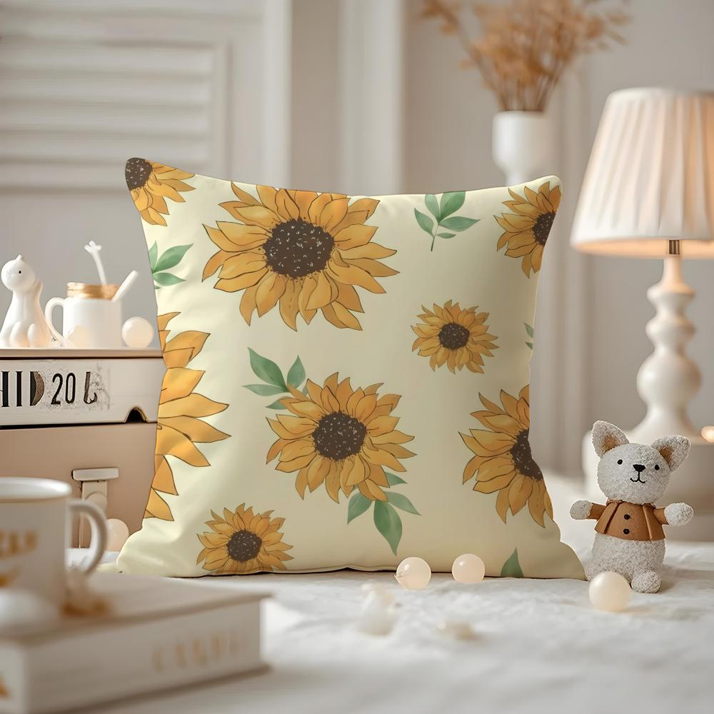 Эстетика подсолнуха Наволочка для подушки Антиаллергенная наволочка Невидимая молния Шелковистый короткий плюш Чехол для подушки на диван 30X30cm