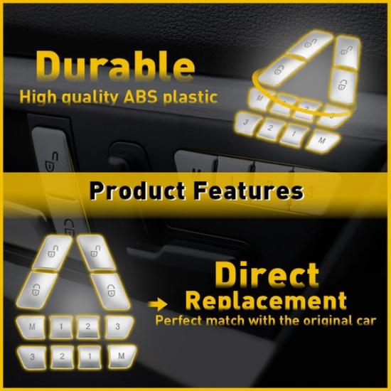 Silver Inner Door Lock Button Switch Cover Trims For Benz E Class W212 2010-2015