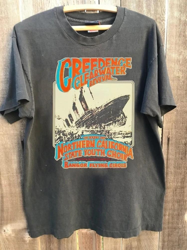 Концертный плакат Creedence Clearwater Revival 90-х, угольно-серый T-shirt, винтажный, S-5XL, унисекс T-shirt XXXL