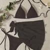 2024 New European & American Three-Piece Swimsuit Set with Sexy Short Tulle Skirt and Bikini.