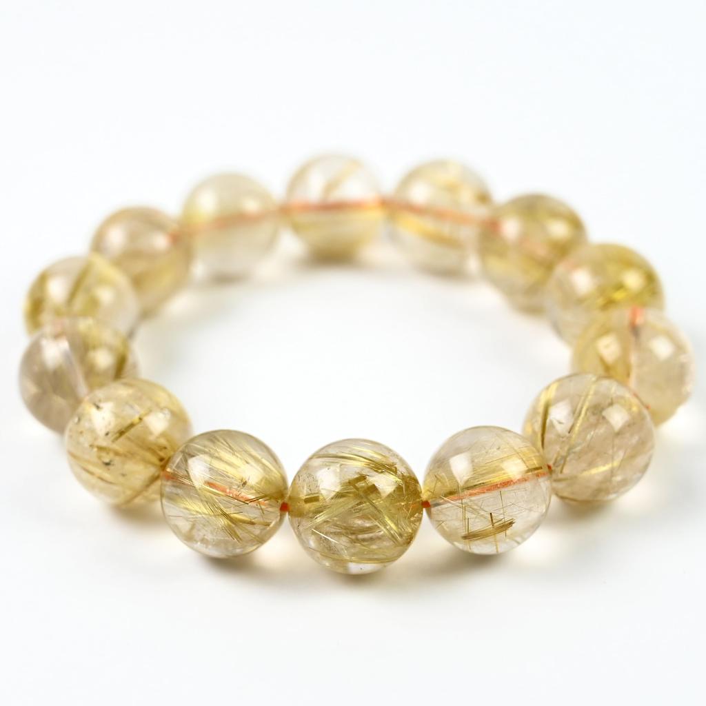 Jewelry Town Shosenkyo Rutilated Quartz 17cm Inner Power Stone for Good Fortune and Career [Eigado] Bracelet, 15.5mm Beads, Diameter,