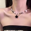 Black Star Beaded Necklace Female Niche Design Sense Sweet Cool Wind Spice Girl Dopamine Accessories Summer Collarbone Chain Female