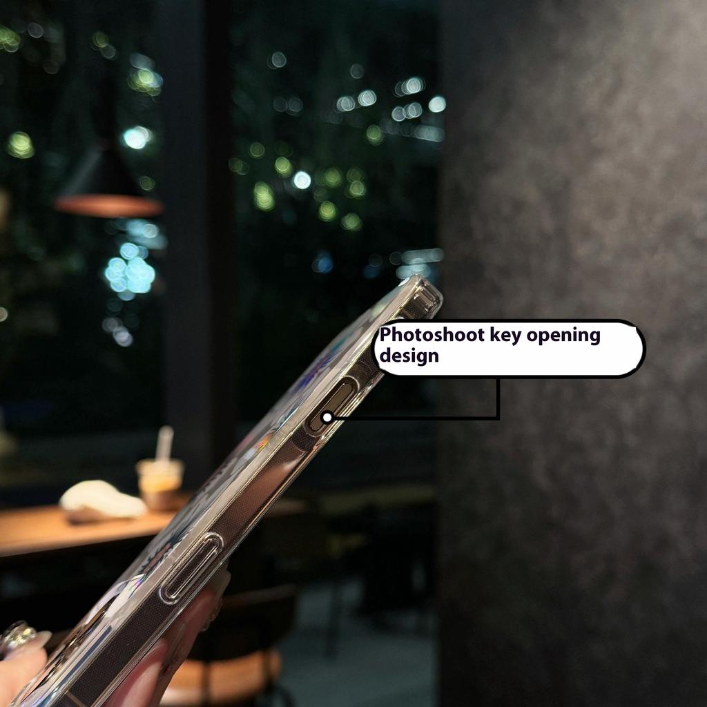 For iPhone 16 Pro Max Case Laser Flower IMD PC+TPU Clear Phone Cover