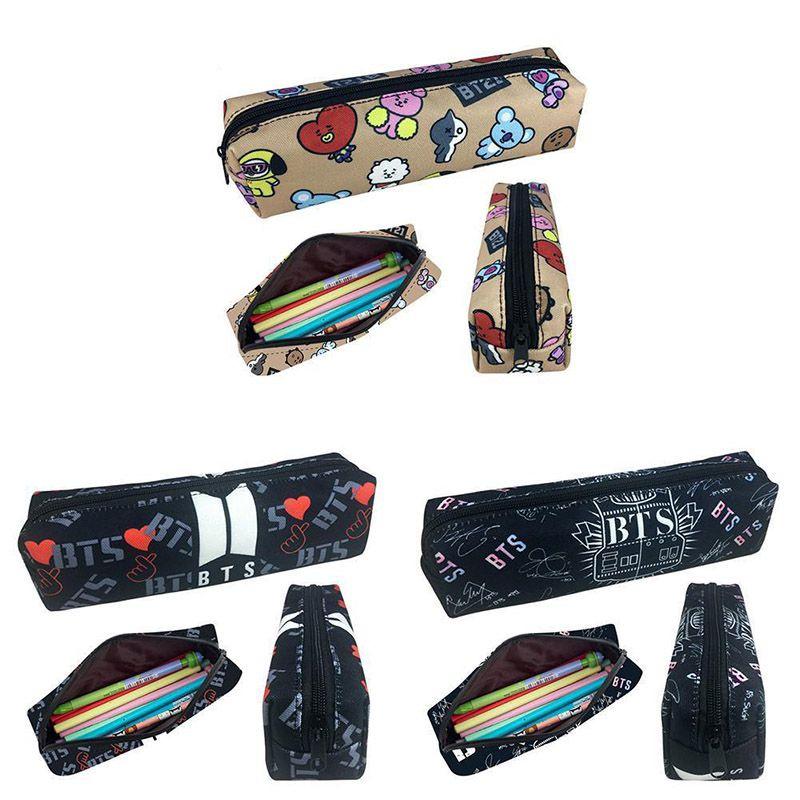 Bts Bt21 Malowanie Płótno Piórnik Portmonetka Saszetka na Makijaż Przenośna Torba na Długopisy