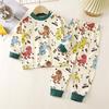 2026 Summer Children Full Sleeve Underwear Suits Baby Spring O-Neck Cartoon Cotton Pajama Set Long Pant Kids Home Wear Clothing Suit for Girl Boy