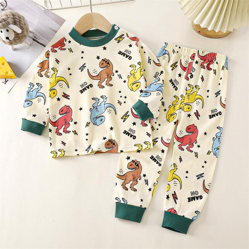 2026 Summer Children Full Sleeve Underwear Suits Baby Spring O-Neck Cartoon Cotton Pajama Set Long Pant Kids Home Wear Clothing Suit for Girl Boy