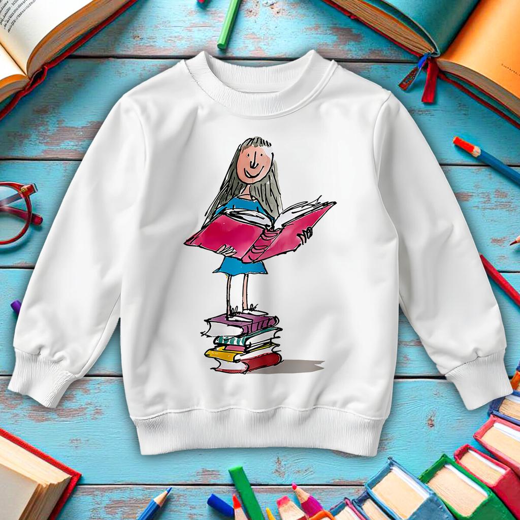Matilda Buchcharakter Herren Welttag des Buches Sweatshirt Pullover Kostüm #WBD