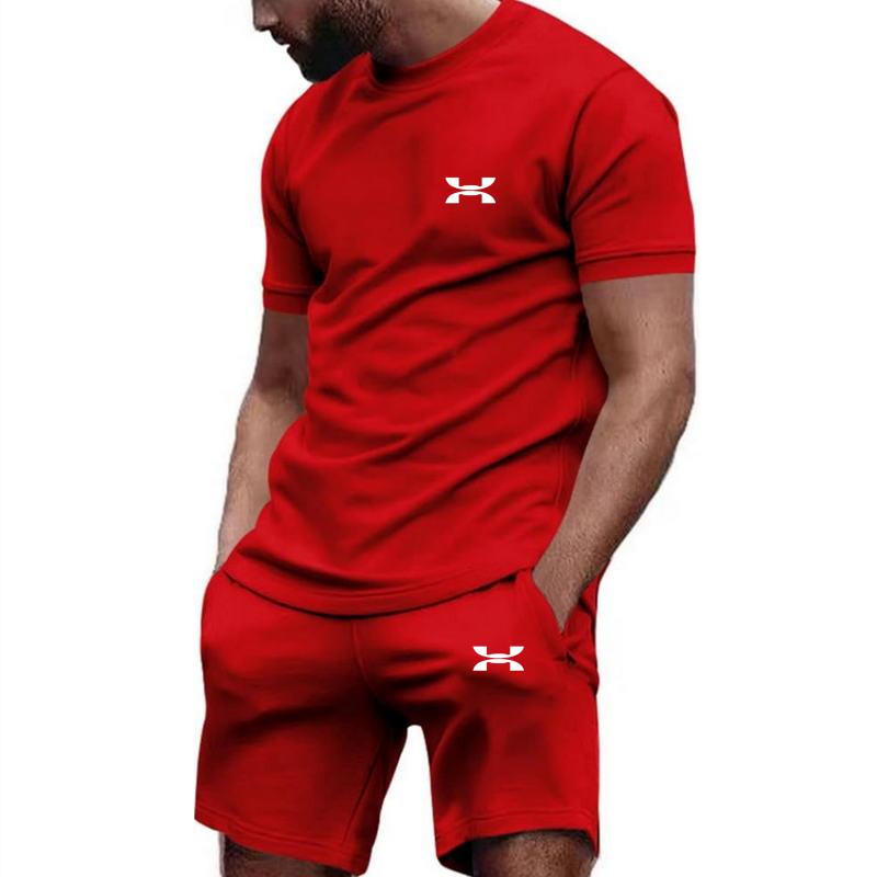 Men's Sportswear Short Sleeved T-shirt and Sports Shorts Summer Casual Jogging Pants Set Men's Two-piece Set
