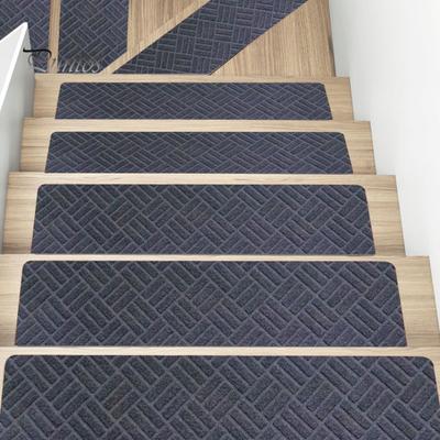 Rutschfeste Treppenmatte, selbstklebend, starke Haftung, einfache Installation, kein Schneiden, wiederverwendbar, geprägte Treppenbodenmatte, waschbar, Treppenteppich für Wohnheime