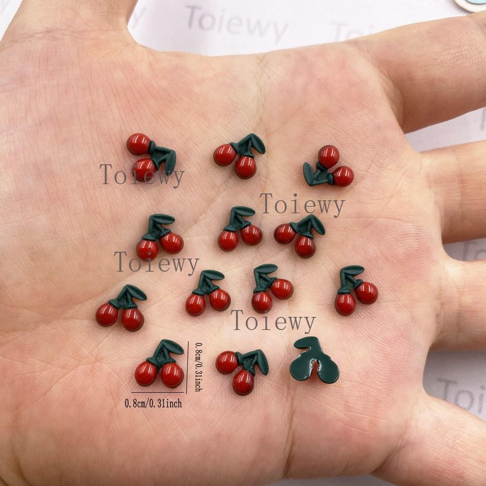 100pcs Resin Cute Colorful Mini Red Cherry Art Nail Flatback Stone Applique DIY Fruit Scrapbook Decor Jewelry Accessories Crafts