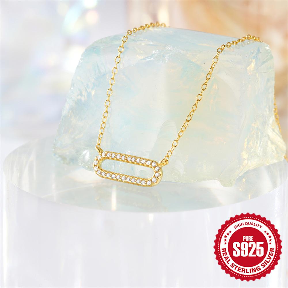 Stylish And Simple Style S925 Sterling Silver Square Dense Nails With Diamonds For Women'S Street Photography Trendy Women'S Necklace