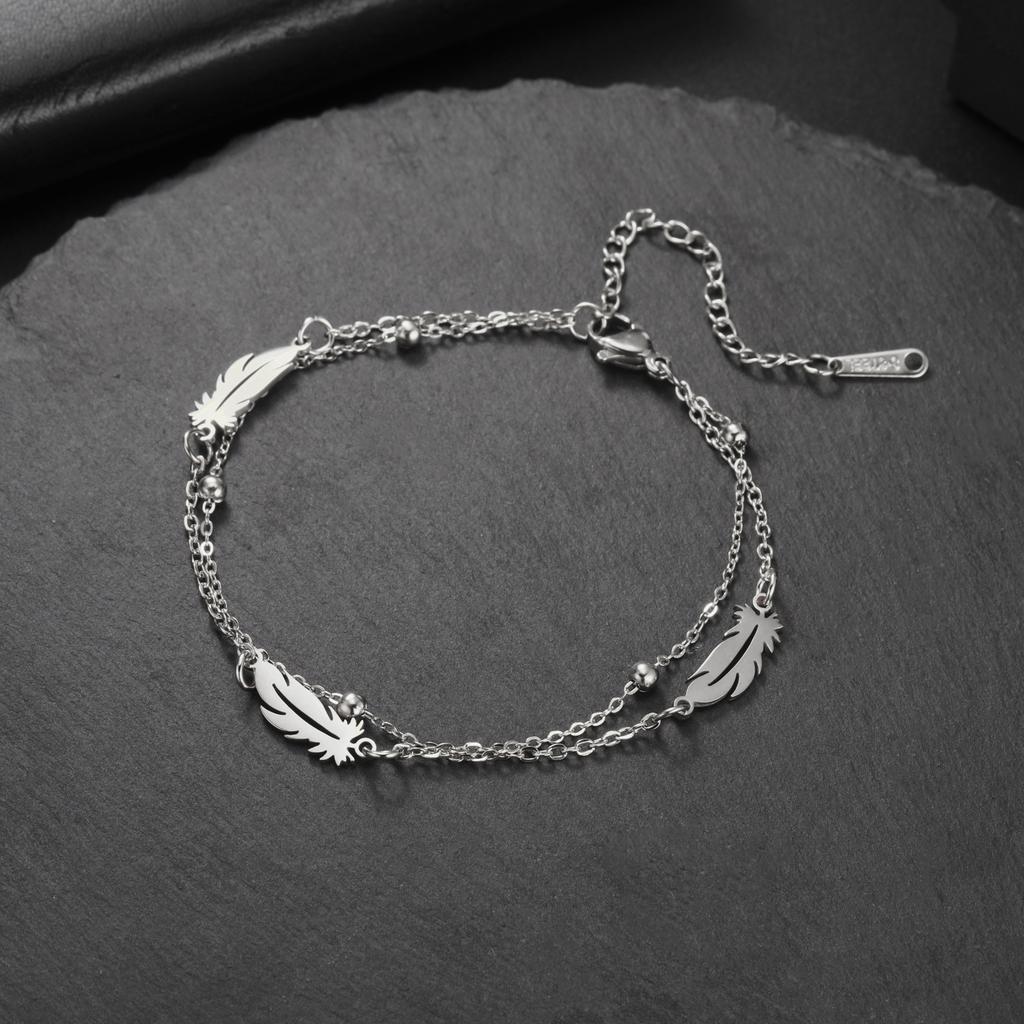 Cazador Feather Charms Women's Bracelet Stainless Steel Jewelry Beads Chain Hand Bracelet Birthday Gift Trend 2026 Wholesale