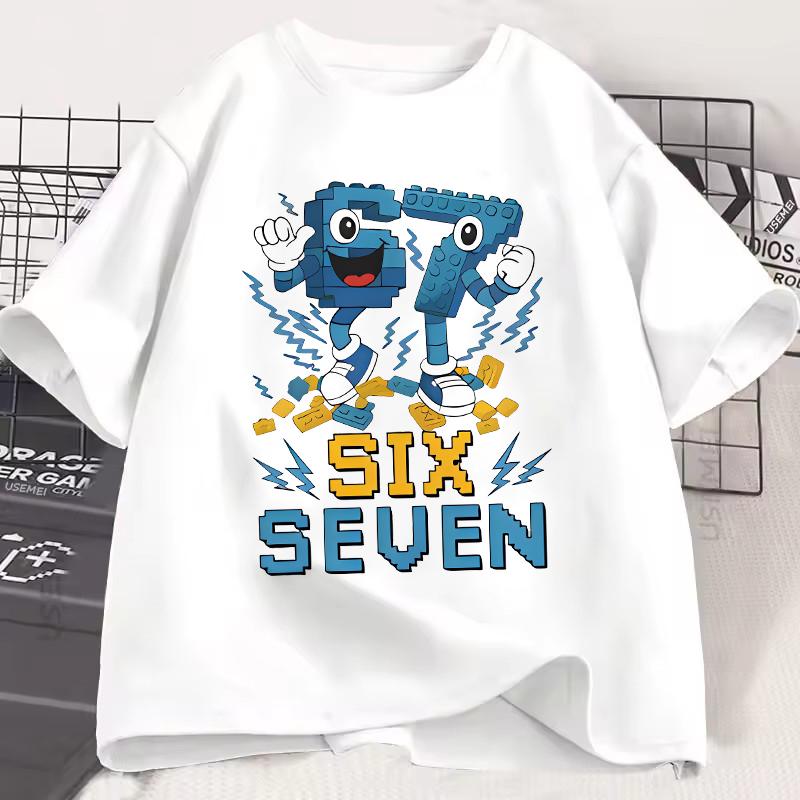 Unisex Women Fashion Gaming Meme T-Shirt Y2k Casual Tees Tops for Boys Girls Funny Six Seven 67 Brainrot Print Short Sleeve T Shirt