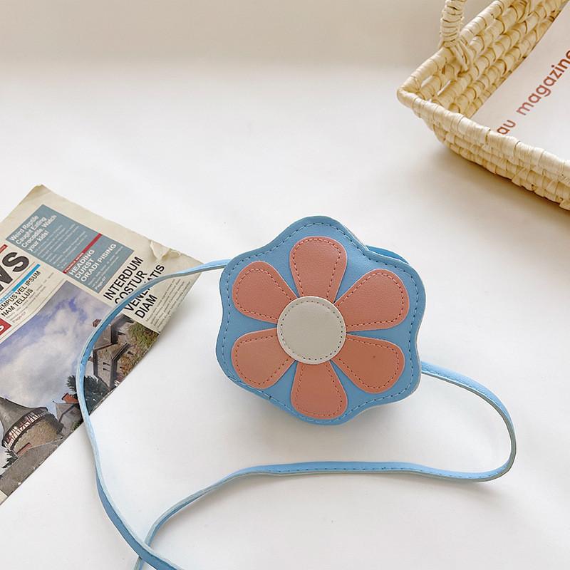 Очаровательная миниатюрная детская сумка через плечо с ярким цветочным узором для повседневного использования синий