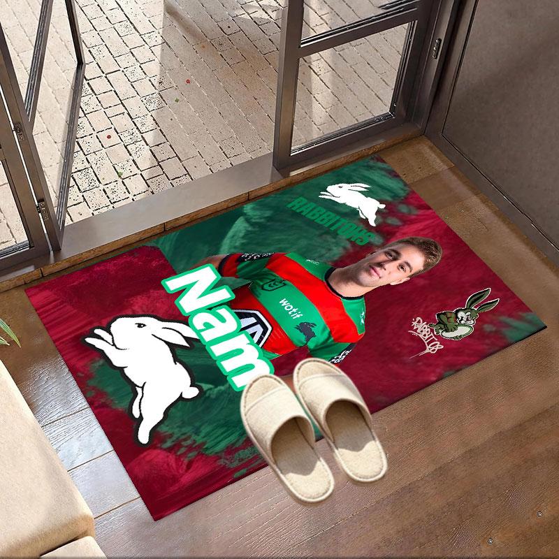Custom Name Personalized South Sydney Rabbitohs Print Carpet, Versatile Home Decor Rug, for Playroom, Apartment, Balcony, Entryway, Hallway Gift